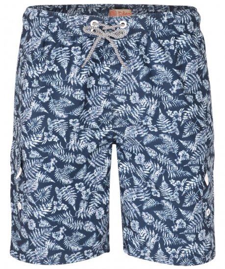 Kam Jeans Leaf Print Swim Shorts Navy - Undertøj og Badetøj - Badetøj og Undertøj i store størrelser 
