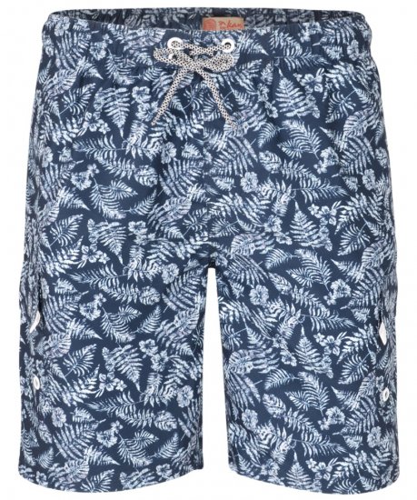 Kam Jeans Leaf Print Swim Shorts Navy - Undertøj og badetøj - Badetøj og Undertøj i store størrelser 