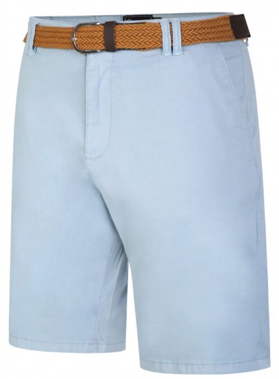 Kam Jeans 3401 Belted Oxford Stretch Chino Shorts Blue - Shorts - Shorts i store størrelser - W40-W60