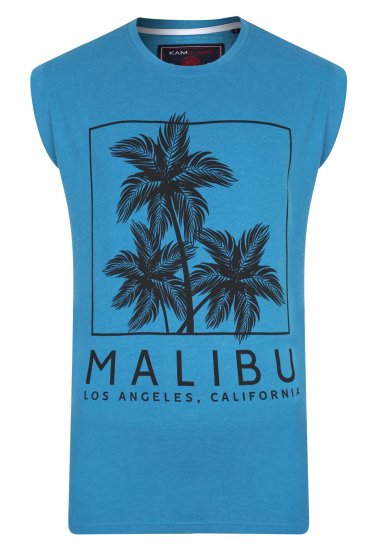 Kam Jeans Malibu Sleeveless Turk Blue - T-shirts - T-shirts i store størrelser - 2XL-14XL
