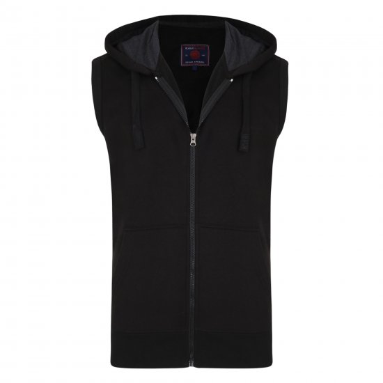 Kam Jeans Sleeveless Zip Thru Hoody Black - Trøjer og hættetrøjer - Trøjer og Hættetrøjer i store størrelser - 2XL-14XL