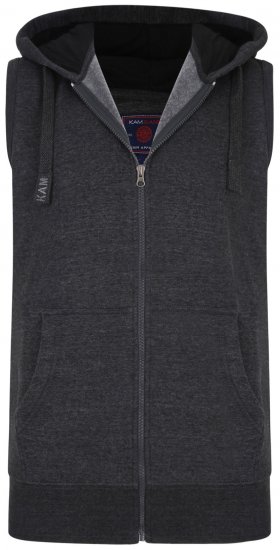 Kam Jeans Sleeveless Zip Thru Hoody Charcoal - Trøjer og hættetrøjer - Trøjer og Hættetrøjer i store størrelser - 2XL-14XL