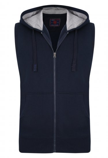 Kam Jeans Sleeveless Zip Thru Hoody Navy - Trøjer og hættetrøjer - Trøjer og Hættetrøjer i store størrelser - 2XL-14XL