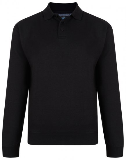 Kam Jeans Trøje med Krave Sort - Trøjer og hættetrøjer - Trøjer og Hættetrøjer i store størrelser - 2XL-14XL