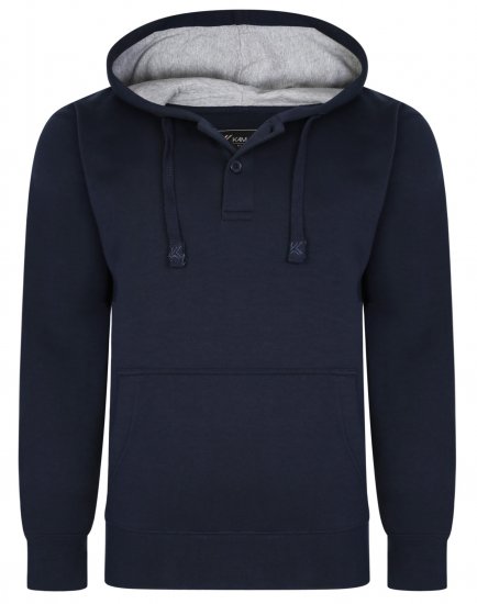 Kam Jeans 508B 1/4 Button Hoodie Navy - Trøjer og hættetrøjer - Trøjer og Hættetrøjer i store størrelser - 2XL-14XL