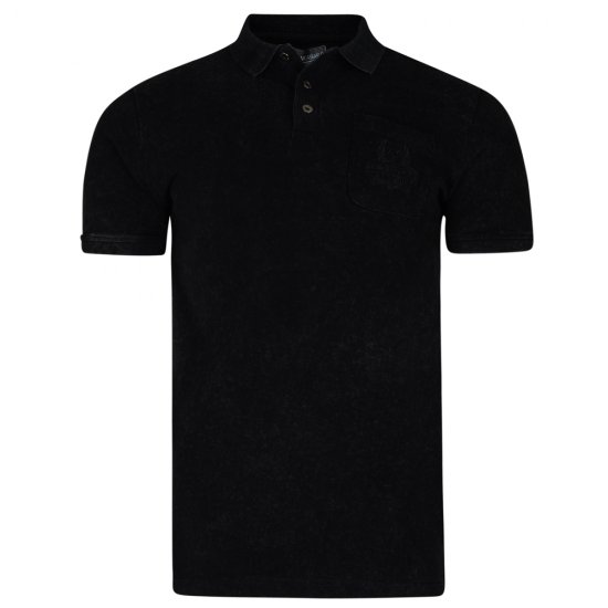 Kam Jeans 5232 Acid Wash Polo Black - Polotrøjer - Polotrøjer 2XL-8XL