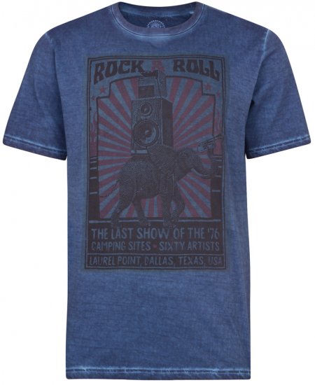 Kam Jeans 5282 Slub Wash T-shirt Navy - T-shirts - T-shirts i store størrelser - 2XL-14XL