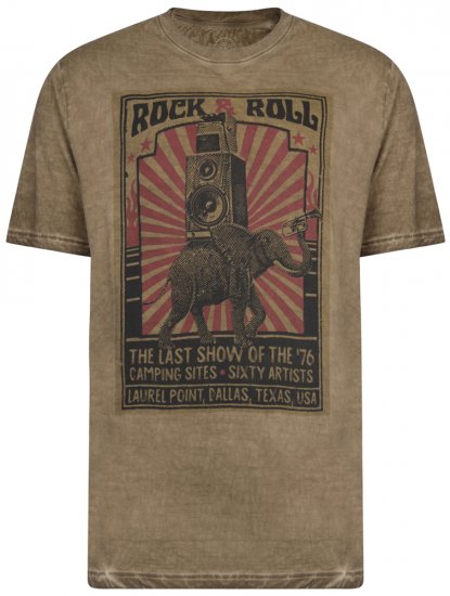 Kam Jeans 5282 Slub Wash T-shirt Olive - T-shirts - T-shirts i store størrelser - 2XL-14XL