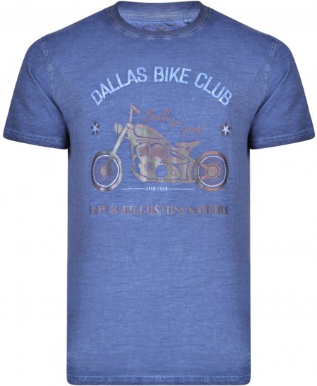 Kam Jeans 5316 Dallas Bike Club T-shirt Indigo Blue - T-shirts - T-shirts i store størrelser - 2XL-14XL