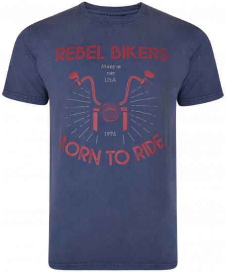 Kam Jeans 5319 Rebel Bikers T-shirt Indigo Blue - T-shirts - T-shirts i store størrelser - 2XL-14XL