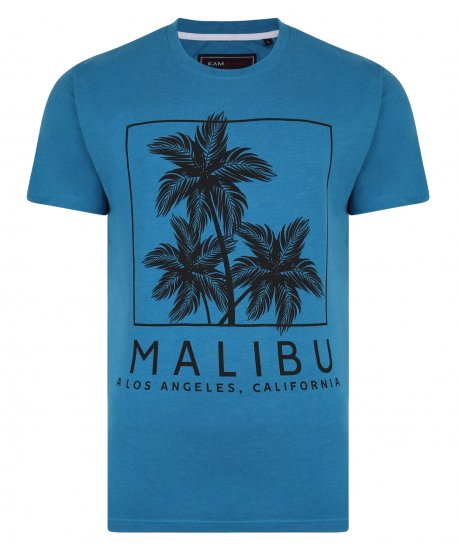 Kam Jeans Malibu Crew Neck Tee Turk Blue - T-shirts - T-shirts i store størrelser - 2XL-14XL