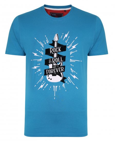Kam Jeans 5337 Rock & Roll Tee Blue - T-shirts - T-shirts i store størrelser - 2XL-14XL