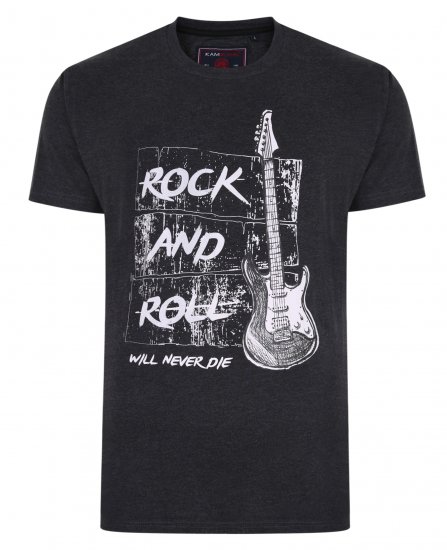 Kam Jeans 5338 Rock And Roll Tee Charcoal - T-shirts - T-shirts i store størrelser - 2XL-14XL