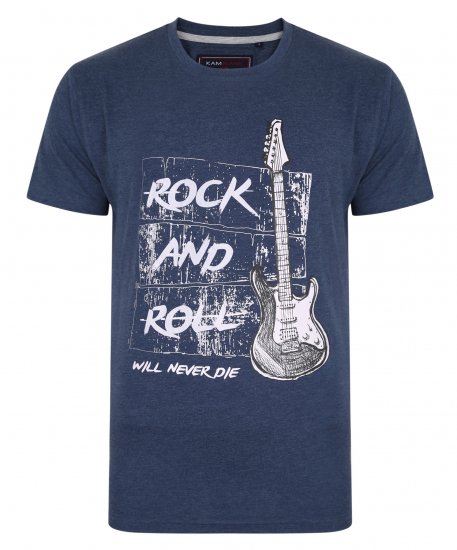 Kam Jeans 5338 Rock And Roll Tee Blue - T-shirts - T-shirts i store størrelser - 2XL-14XL