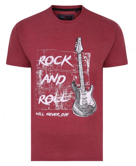 Kam Jeans 5338 Rock And Roll Tee Wine - T-shirts - T-shirts i store størrelser - 2XL-14XL