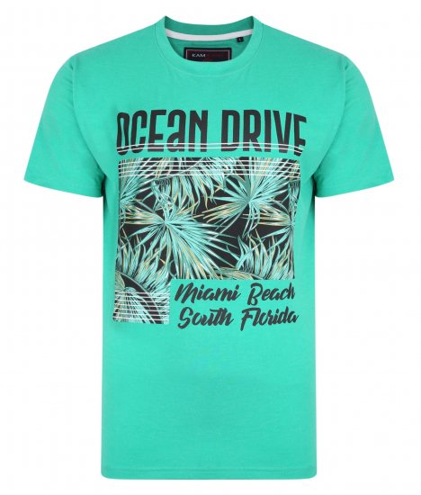 Kam Jeans Ocean Drive Crew Neck Tee Emerald - T-shirts - T-shirts i store størrelser - 2XL-14XL