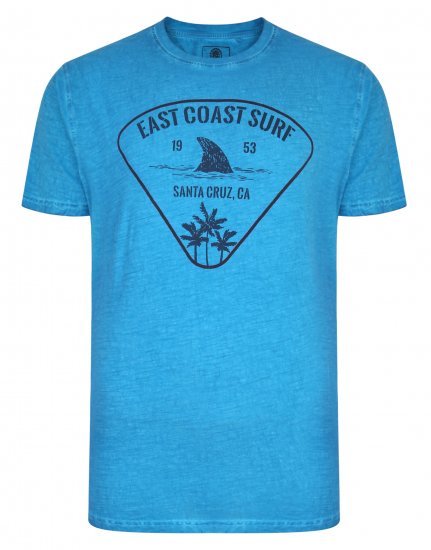 Kam Jeans East Coast Crew Neck Tee Turk Blue - T-shirts - T-shirts i store størrelser - 2XL-14XL