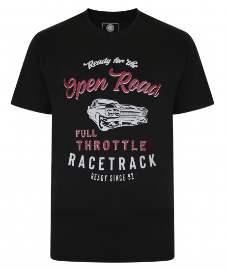 Kam Jeans 5342 Open Road Tee Black - T-shirts - T-shirts i store størrelser - 2XL-14XL