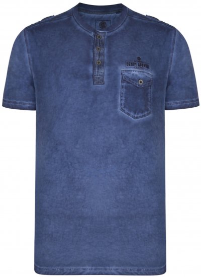 Kam Jeans 5343 Grandad collar T-shirt Indigo - T-shirts - T-shirts i store størrelser - 2XL-14XL