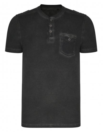Kam Jeans Grandad Collar Fashion Tee Black - T-shirts - T-shirts i store størrelser - 2XL-14XL