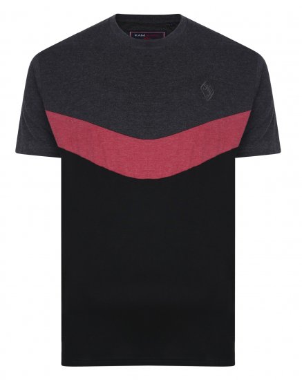Kam Jeans Contrast Colours Crew Neck Tee Charcoal - T-shirts - T-shirts i store størrelser - 2XL-14XL