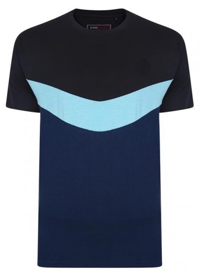 Kam Jeans Contrast Colours Crew Neck Tee Navy - T-shirts - T-shirts i store størrelser - 2XL-14XL