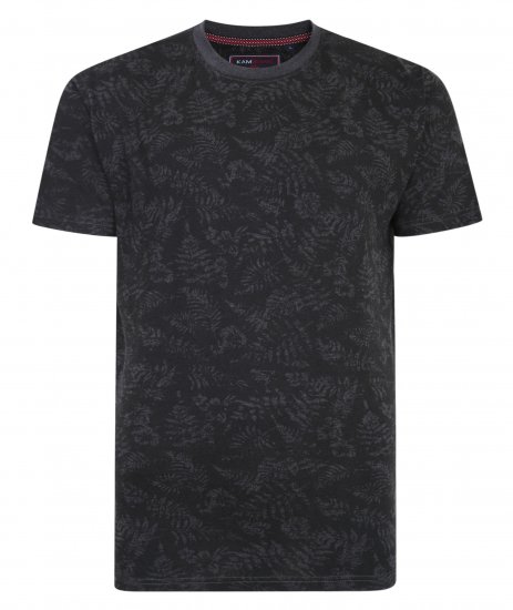 Kam Jeans 5345 Leaf Tee Charcoal - T-shirts - T-shirts i store størrelser - 2XL-14XL