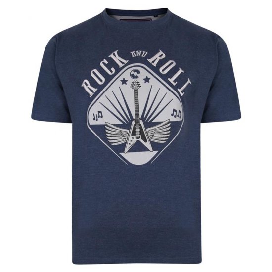 Kam Jeans 5349 Rock N Roll T-shirt Indigo - T-shirts - T-shirts i store størrelser - 2XL-14XL