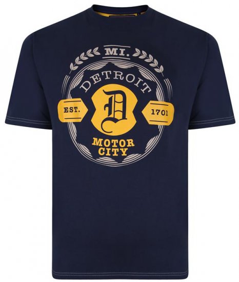 Kam Jeans 5350 Detroits Motors T-shirt Indigo - T-shirts - T-shirts i store størrelser - 2XL-14XL
