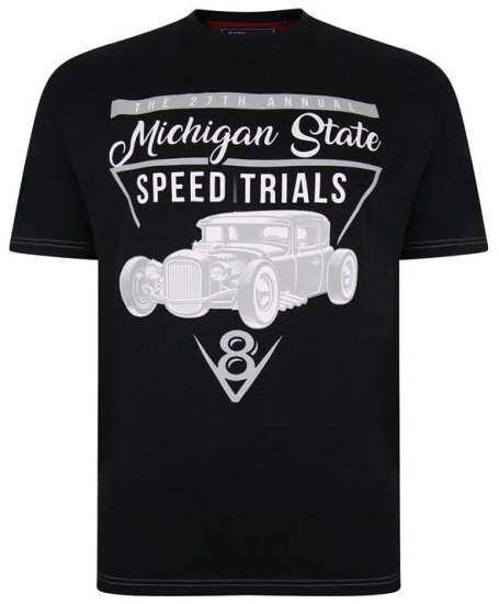 Kam Jeans 5352 Michigan State T-shirt Black - T-shirts - T-shirts i store størrelser - 2XL-14XL