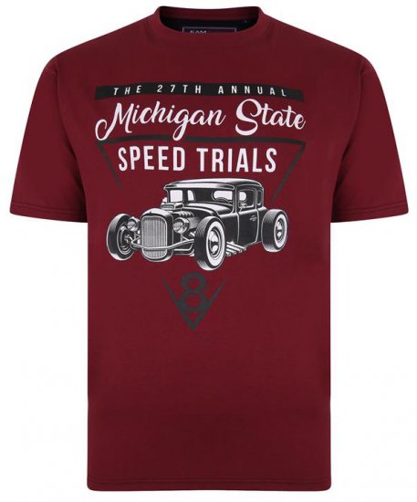 Kam Jeans 5352 Michigan State T-shirt Burgundy - T-shirts - T-shirts i store størrelser - 2XL-14XL