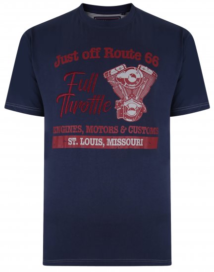 Kam Jeans 5354 Full Throttle Print T-shirt Indigo - T-shirts - T-shirts i store størrelser - 2XL-14XL