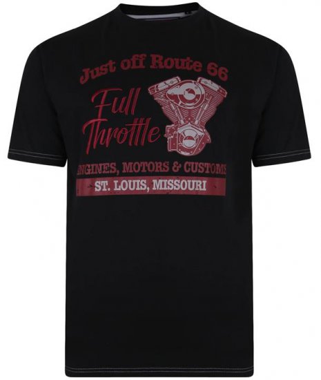 Kam Jeans 5354 Full Throttle Print T-shirt Black - T-shirts - T-shirts i store størrelser - 2XL-14XL