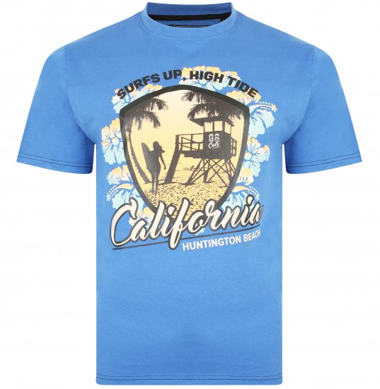 Kam Jeans 5368 California Print T-shirt Blue - T-shirts - T-shirts i store størrelser - 2XL-14XL
