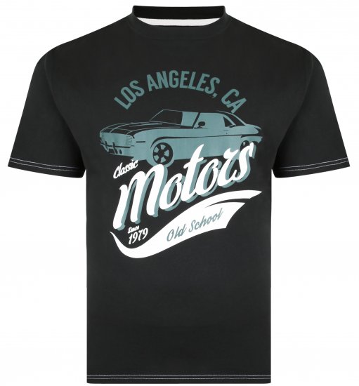 Kam Jeans 5369 Motors Print T-shirt Black - T-shirts - T-shirts i store størrelser - 2XL-14XL