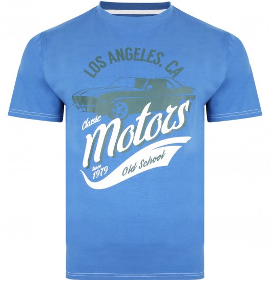 Kam Jeans 5369 Motors Print T-shirt Blue - T-shirts - T-shirts i store størrelser - 2XL-14XL