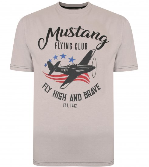 Kam Jeans Mustang Flying Club T-shirt Ash - T-shirts - T-shirts i store størrelser - 2XL-14XL
