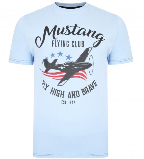 Kam Jeans Mustang Flying Club T-shirt Sky - T-shirts - T-shirts i store størrelser - 2XL-14XL
