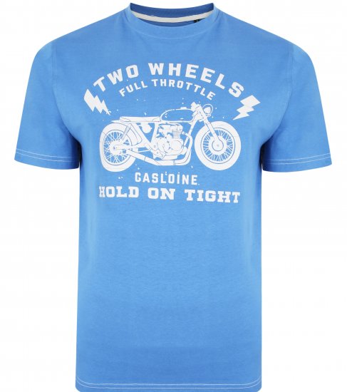 Kam Jeans 5371 Motorbike Print T-shirt Blue - T-shirts - T-shirts i store størrelser - 2XL-14XL