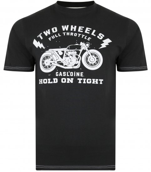 Kam Jeans 5371 Motorbike Print T-shirt Black - T-shirts - T-shirts i store størrelser - 2XL-14XL