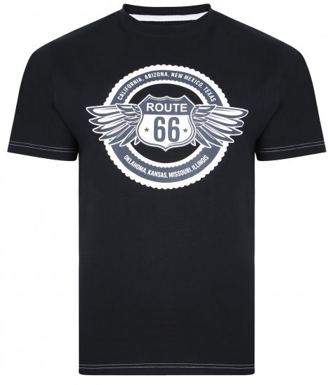Kam Jeans 5388 Route 66 T-Shirt Black - T-shirts - T-shirts i store størrelser - 2XL-14XL