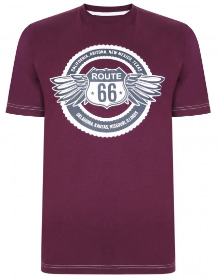 Kam Jeans 5388 Route 66 T-Shirt Purple - T-shirts - T-shirts i store størrelser - 2XL-14XL