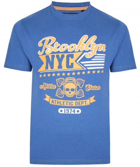 Kam Jeans 5389 Brooklyn NYC T-Shirt Blue - T-shirts - T-shirts i store størrelser - 2XL-14XL