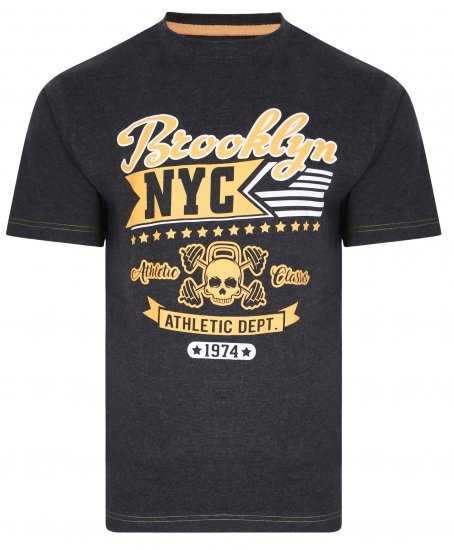 Kam Jeans 5389 Brooklyn NYC T-Shirt Charcoal - T-shirts - T-shirts i store størrelser - 2XL-14XL