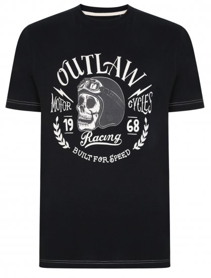 Kam Jeans 5391 Outlaws Skull Print T-Shirt - T-shirts - T-shirts i store størrelser - 2XL-14XL