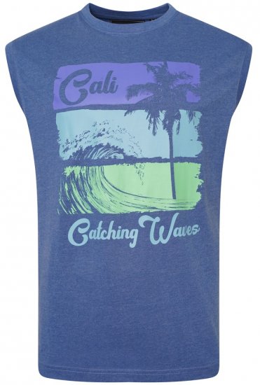 Kam Jeans 5397 California Sleeveless Tee Blue Marl - T-shirts - T-shirts i store størrelser - 2XL-14XL