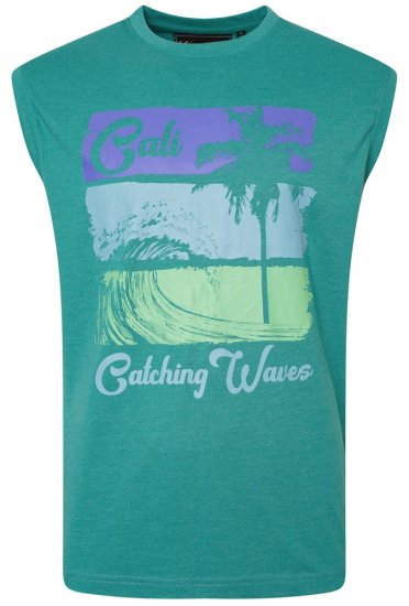 Kam Jeans 5397 California Sleeveless Tee Emerald - T-shirts - T-shirts i store størrelser - 2XL-14XL