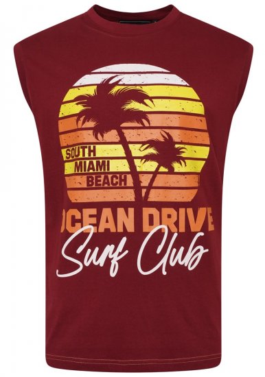 Kam Jeans 5398 Miami Beach Sleeveless Tee Burgundy - T-shirts - T-shirts i store størrelser - 2XL-14XL