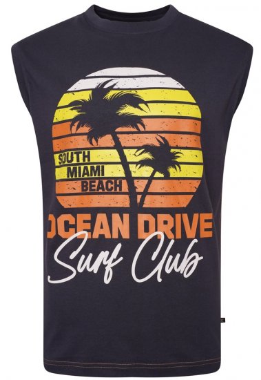 Kam Jeans 5398 Miami Beach Sleeveless Tee Indigo - T-shirts - T-shirts i store størrelser - 2XL-14XL