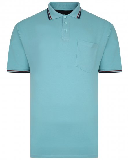 Kam Jeans 5400B Tipped Polo with Pocket Aqua - Polotrøjer - Polotrøjer 2XL-8XL
